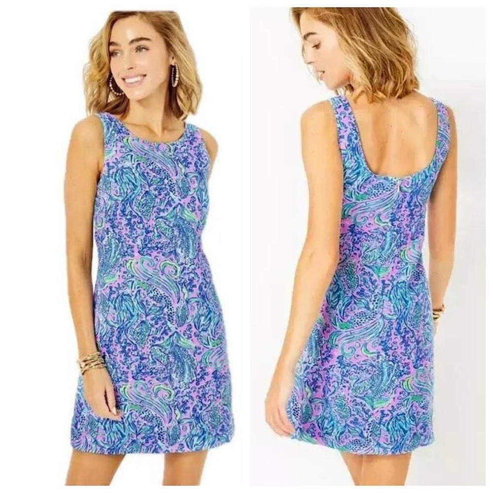 Lilly Pulitzer Maurina Linen Shift Dress Womens Sz 6 Lilac Rose Sleeveless